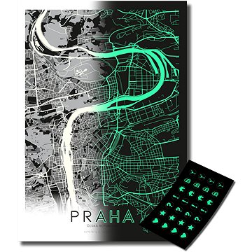 Czech Nation Svítící Mapa Prahy, Plakát 59 x 84 cm (A1)