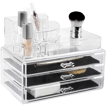 Compactor Velký organizér na kosmetiku – 3 zásuvky, horní úložný prostor, čirý plast