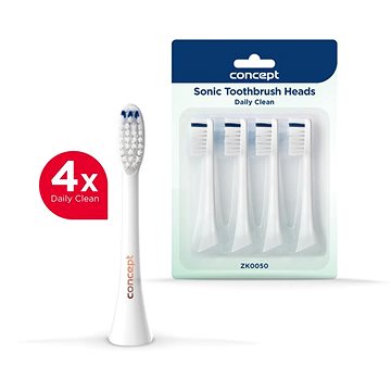 E-shop CONCEPT ZK0050 Ersatzköpfe für die Zahnbürsten PERFECT SMILE ZK500x, Daily Clean - 4 Stück - weiß