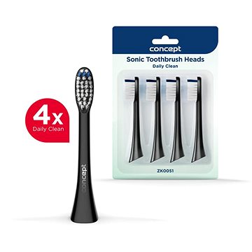 E-shop CONCEPT ZK0051 Ersatzköpfe für die Zahnbürsten PERFECT SMILE ZK500x, Daily Clean - 4 Stück - schwarz