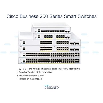 E-shop CISCO CBS250 Smart 8-port GE, Desktop, Ext PSU