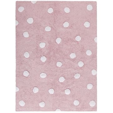 Přírodní koberec, ručně tkaný Polka Dots Pink-White 120 × 160 cm
