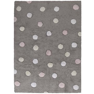 Přírodní koberec, ručně tkaný Tricolor Polka Dots Grey-Pink 120 × 160 cm