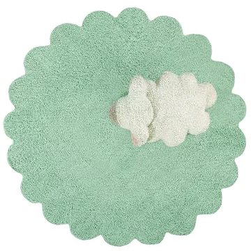 Přírodní koberec, ručně tkaný Puffy Sheep 140 × 140 kytka cm
