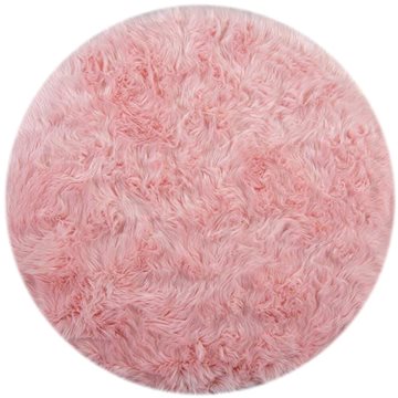 Kusový koberec Faux Fur Sheepskin Pink kruh 120 × 120 o cm