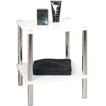 Odkládací stolek Finley, 47 cm, bílá / chrom