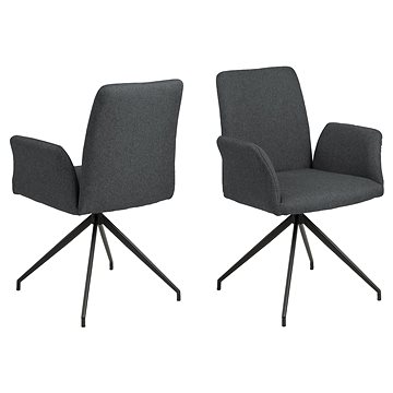Design Scandinavia Jídelní židle s područkami Naya, textil, tmavě šedá