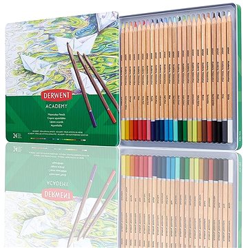 E-shop DERWENT Academy Watercolour Pencils Tin in einer Blechdose, sechseckig, 24 Farben