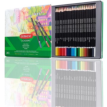 DERWENT Academy Colour Pencil Tin v plechové krabičce, kulaté, 24 barev