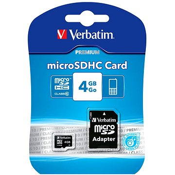 E-shop Verbatim MicroSDHC 4GB Klasse 10 + SD-Adapter