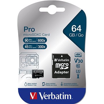E-shop Verbatim MicroSDXC 64 GB Pro + SD Adapter