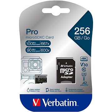 E-shop Verbatim MicroSDXC 256 GB Pro + SD-Adapter