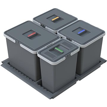 E-shop Elletipi Einbau-Abfallbehälter METROPOLIS - ausziehbar, 15+10+10+6 L, PTC28 06050 2F