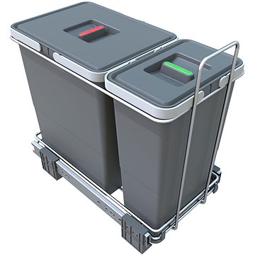 E-shop Elletipi Einbau-Abfallbehälter ECOFIL - ausziehbar, mit Rahmen, 18 Liter + 8 Liter - PF01 34A1