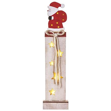 E-shop EMOS LED Holzdekoration - Weihnachtsmann, 46 cm, 2x AA, Innenräume, warmweiß, Timer