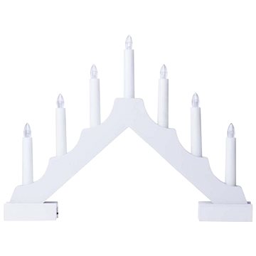 E-shop EMOS weißer LED-Kerzenhalter aus Holz, 29 cm, 2x AA, Innenbereich, warmweiß, Timer