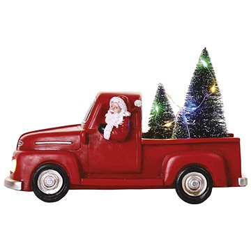E-shop EMOS LED Dekoration - Weihnachtsmann im Auto mit Weihnachtsbäumen, 10 cm, 3x AA, Innenräume, multicolor