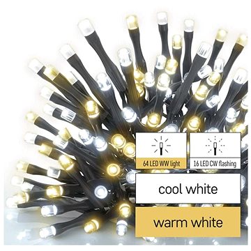 E-shop EMOS LED-Weihnachtslichterkette blinkend, 8 m, innen und außen, warm/kaltweiß, Timer