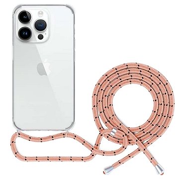 E-shop Spello Crossbody Hülle mit Lanyard für iPhone 15 - Transparent / Pink Lanyard