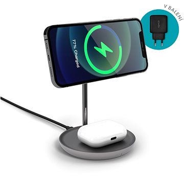 E-shop Epico 2in1 Wireless Charger mit MagSafe II Halterung - Space Grey