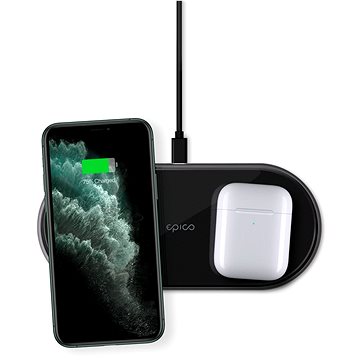 E-shop Epico Ultraslim Dual Wireless Charger mit Adapter - schwarz