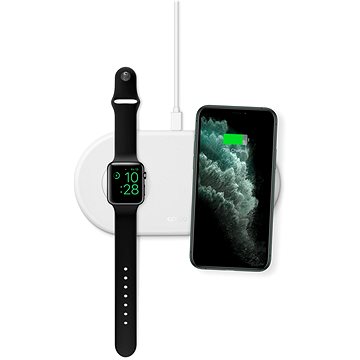 Epico bezdrátová nabíječka pro Apple Watch a iPhone s adaptérem v balení - bílá