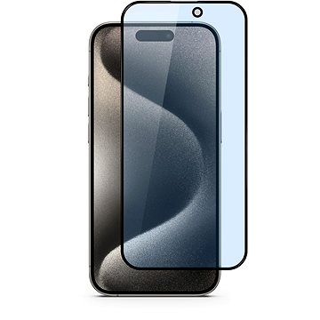 E-shop Epico 3D+ Schutzglas mit Blaulichtfilter für iPhone 15 Pro - mit Applikator