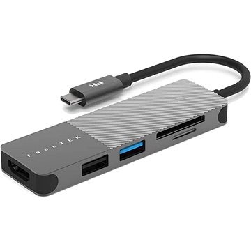 Feeltek Portable 5 in 1 USB-C Hub, silver / gray