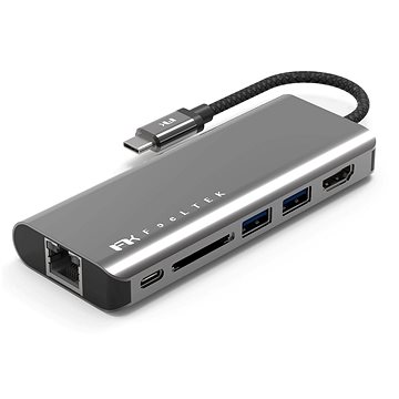 Feeltek Portable 6 in 1 USB-C Hub, gray