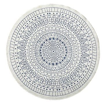 NORTHRUGS Kusový koberec Twin-Wendeteppiche 103104 creme blau kruh, 140 × 140 cm