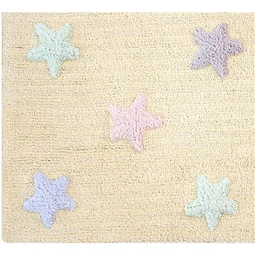 Bio kusový, ručně tkaný Tricolor Stars Vanilla 120×160 cm