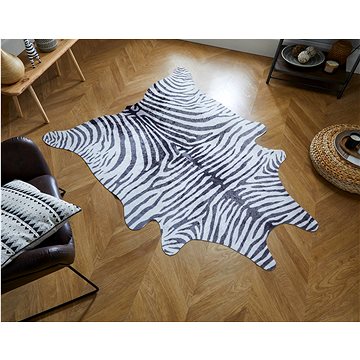 Kusový Fau× Animal Zebra Print Black/White 155×190 tvar kožešiny cm