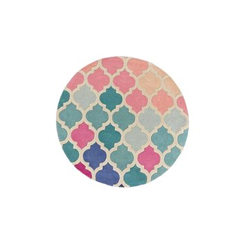 Ručně všívaný kusový koberec Illusion Rosella Pink/Blue kruh 160×160 (průměr) cm
