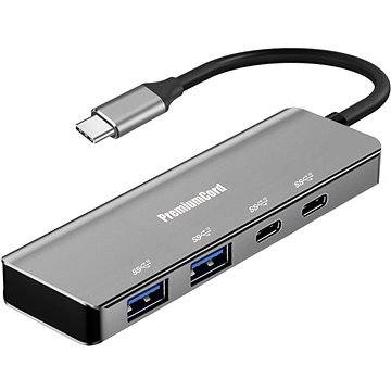 E-shop PremiumCord 5G SuperSpeed Hub USB-C auf 2x USB 3.2 C +2x USB 3.2 A, Aluminium