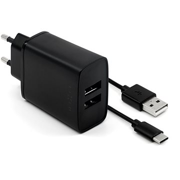 E-shop FESTE Smart Rapid Charge 15W mit 2xUSB Ausgang und USB / USB-C Kabel 1m schwarz