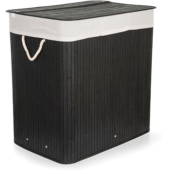 E-shop G21 Korb 60 × 40 × 63 cm 150 l schwarz mit weißem Stoffkorb, Bambus
