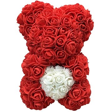 APT Červený medvídek z růží v dárkovém balení, 23 cm