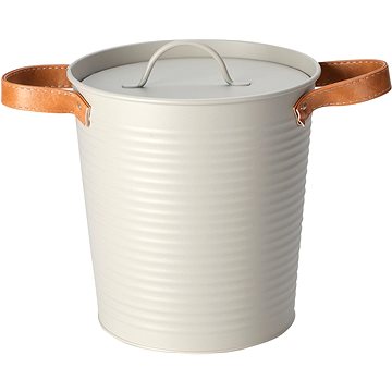 H&L Kovový kbelík na led s koženými uchy, 19,5 cm, světlešedý