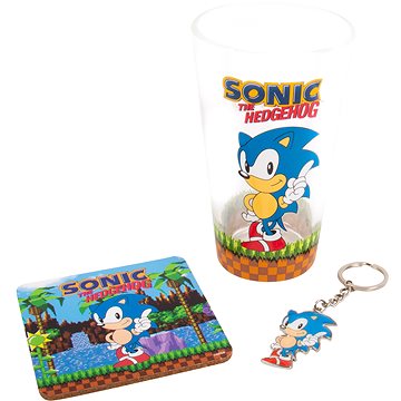Sonic - sklenice, klíčenka a tácek
