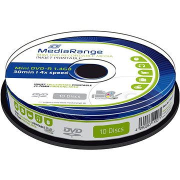 MediaRange DVD-R 8cm Inkjet Fullsurface Printable 10ks cakebox
