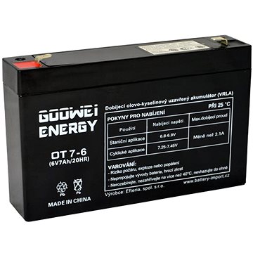 E-shop GOOWEI ENERGY Wartungsfreier Blei-Akku OT7-6 - 6 Volt - 7 Ah