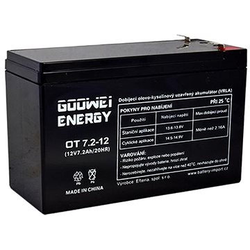 E-shop GOOWEI ENERGY Wartungsfreie Blei-Säure-Batterie OT7.2-12, 12V, 7,2Ah
