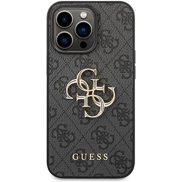 E-shop Guess PU 4G Metall Logo Rückseite Abdeckung für iPhone 14 Pro Grau