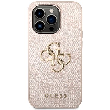 E-shop Guess PU 4G Metall Logo Rückseite Abdeckung für iPhone 14 Pro Rosa