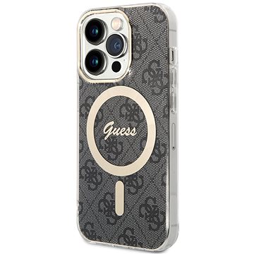 E-shop Guess 4G IML MagSafe kompatibles Back Cover für iPhone 14 Pro schwarz