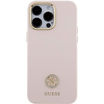 E-shop Guess Liquid Silicone 4G Strass Metal Logo Back Cover für iPhone 15 Pro Max Pink