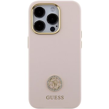 E-shop Guess Liquid Silicone 4G Strass Metal Logo Back Cover für iPhone 15 Pro Pink