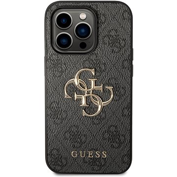 E-shop Guess PU 4G Metal Logo Back Cover für iPhone 15 Pro Max grau