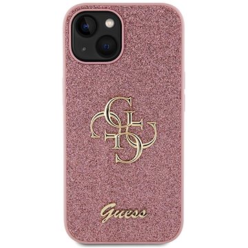 E-shop Guess PU Fixed Glitter 4G Metal Logo Back Cover für iPhone 15 rosa