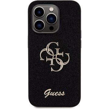 E-shop Guess PU Fixed Glitter 4G Metal Logo Back Cover für iPhone 15 Pro schwarz